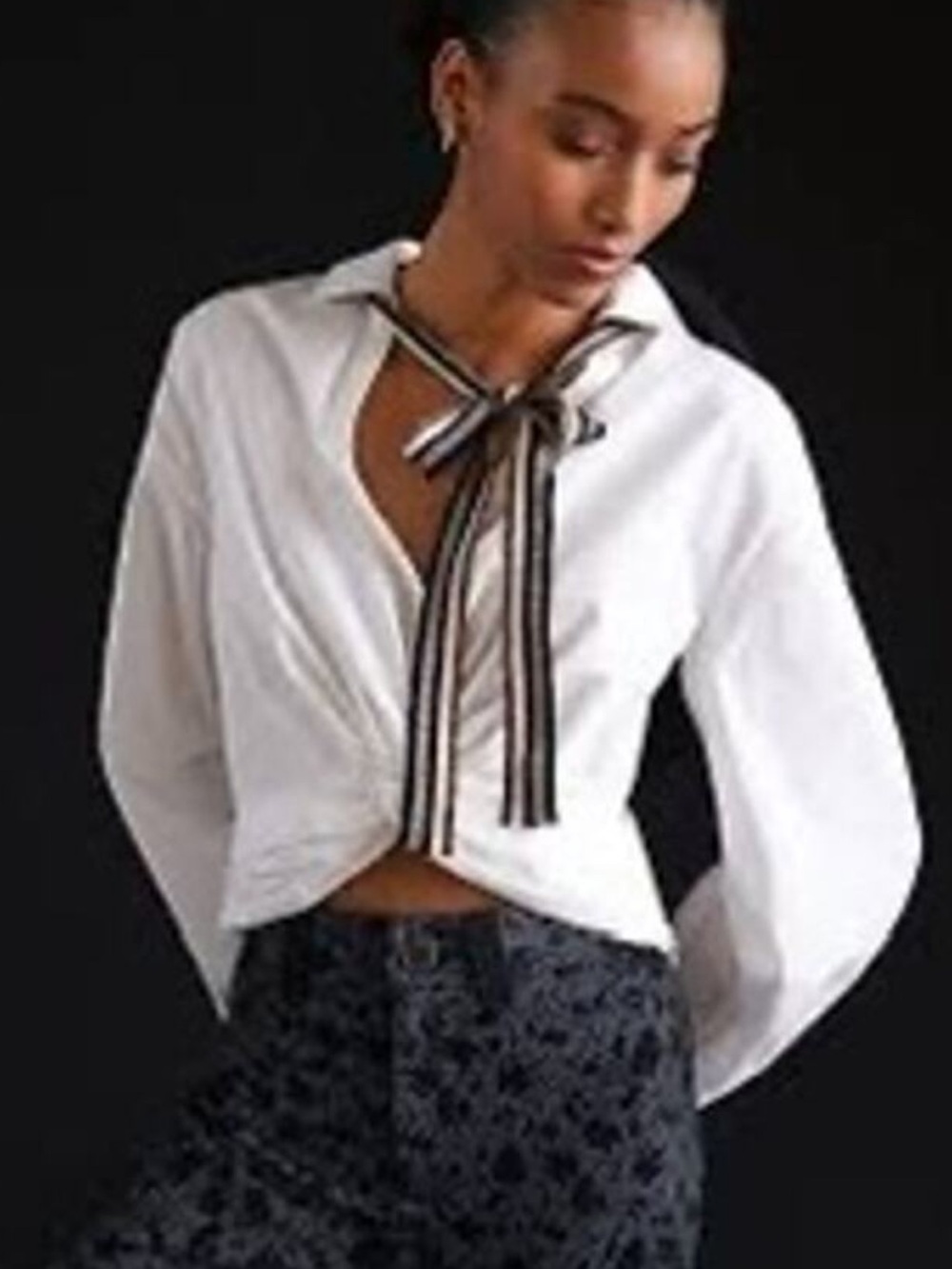 NWT Anthropologie Sunday In Brooklyn White Button Down Wrap Blouse In Cotton.